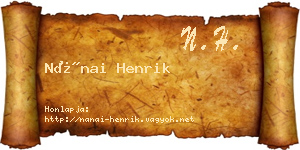Nánai Henrik névjegykártya