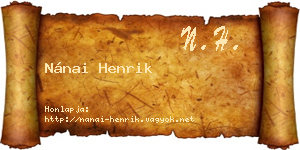 Nánai Henrik névjegykártya